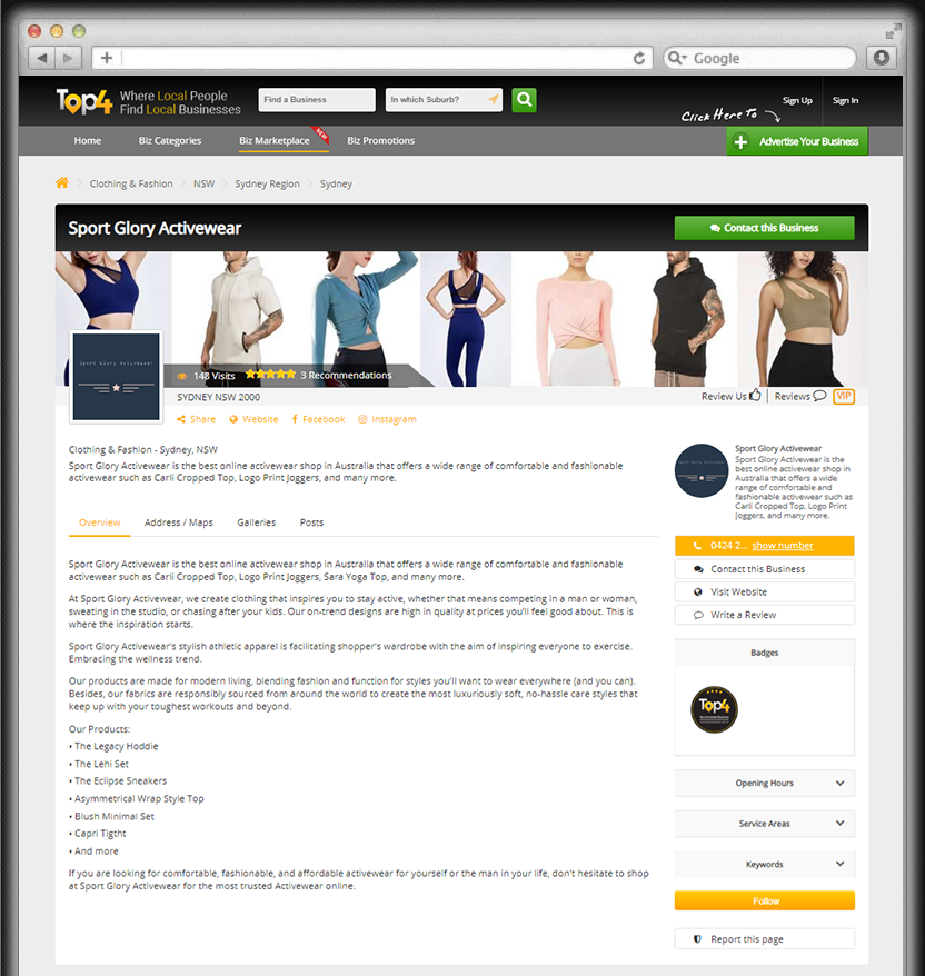 Online Activewear Shop