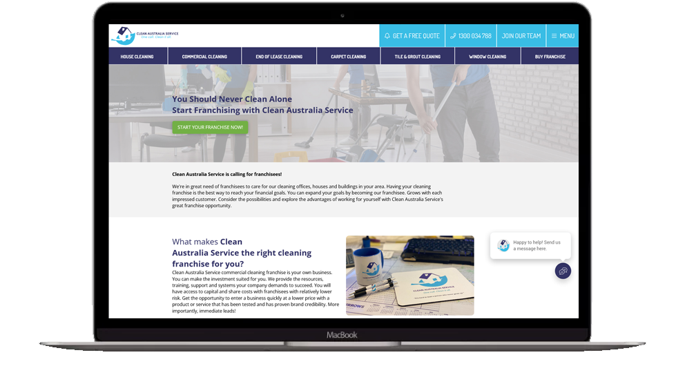 Website content & design for cleaning service company in Sydney