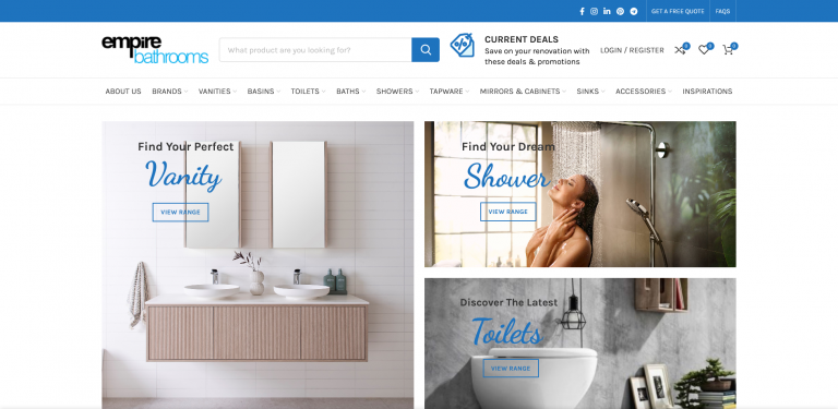 Ecommerce Website Development for bathroom accessories - Empire Bathrooms 4