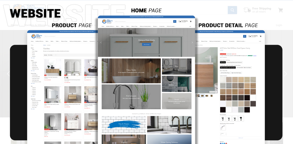 Ecommerce website development for bathroom accessories - Ideal Bathroom Centre