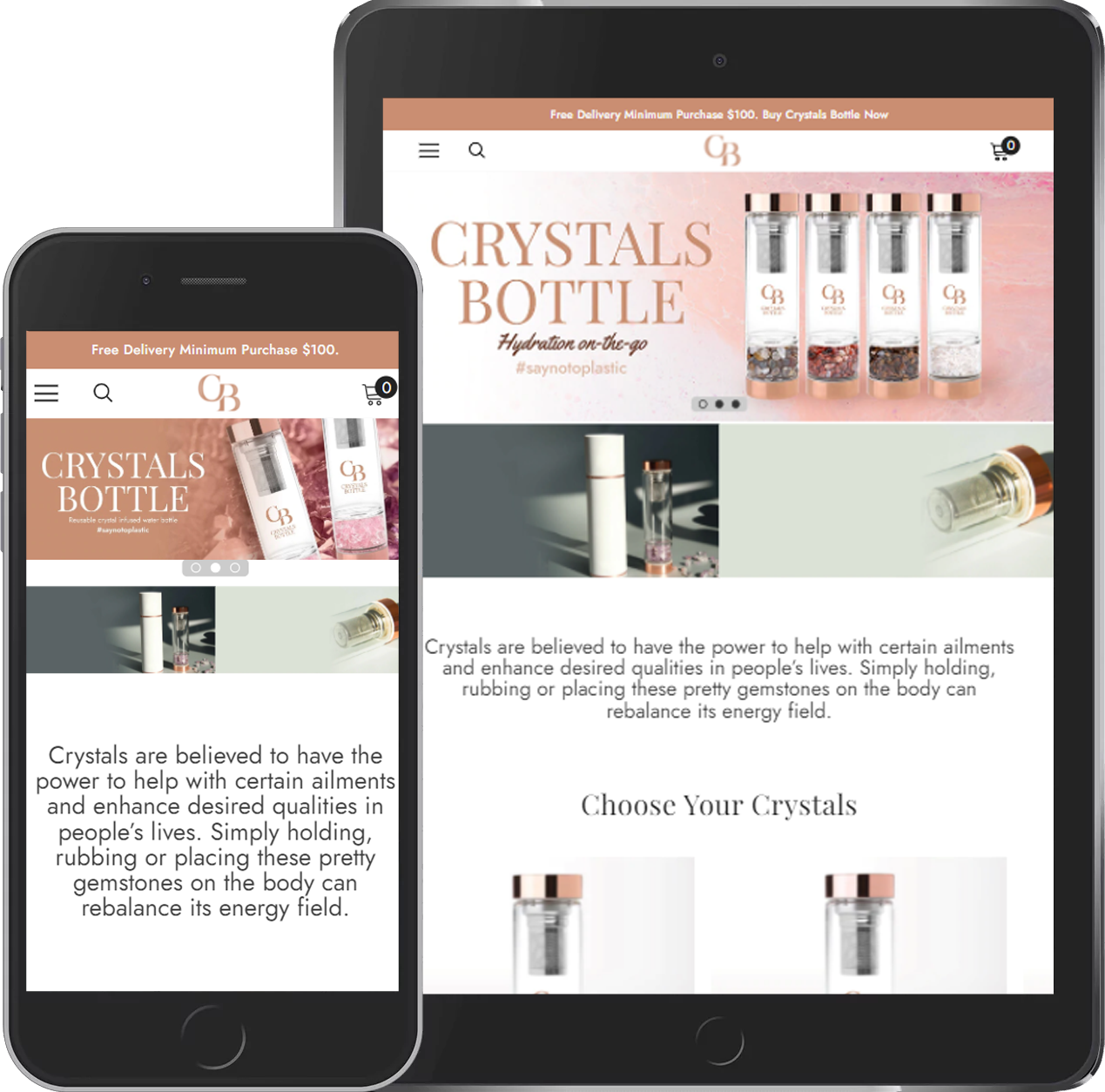 Website Development for Retail - Crystals Bottle