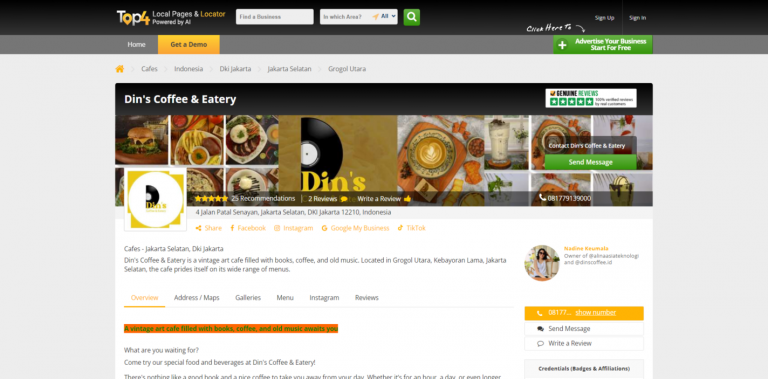 Digital Marketing Services for Cafes Dins Coffe Eatery Jakarta Selatan Social Media Marketing