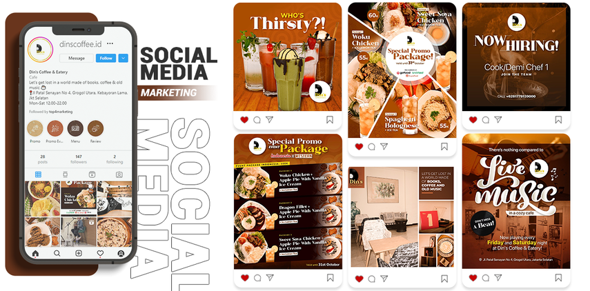 Social Media Marketing for Cafes - Dins Coffe Eatery Jakarta Selatan