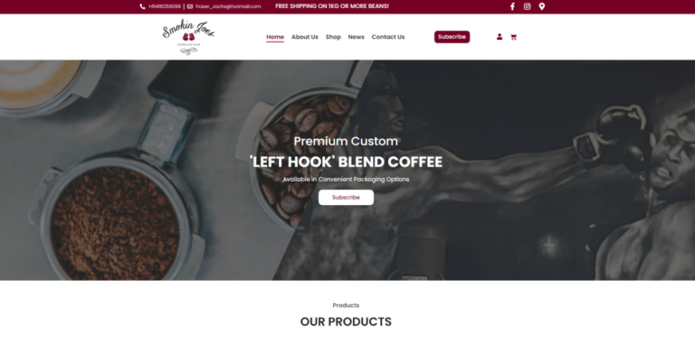 Ecommerce Website Development Services for Cafe Smokin Joes