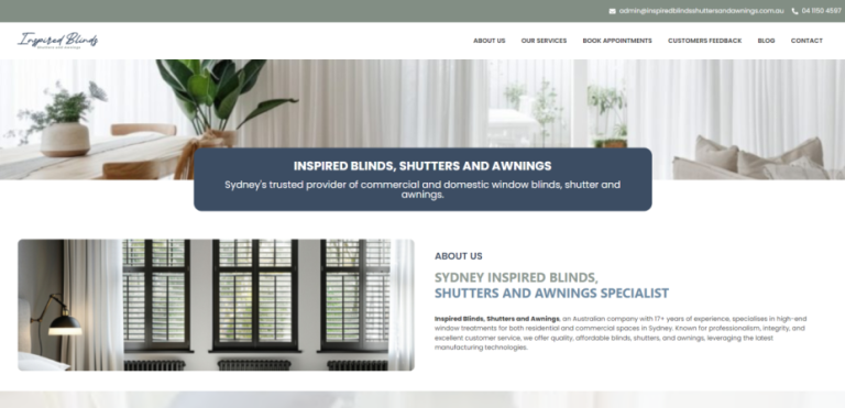 Landing Page Website Design - Inspired Blinds