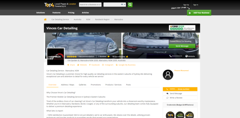 SEO Servies - Vinces Car Detailing