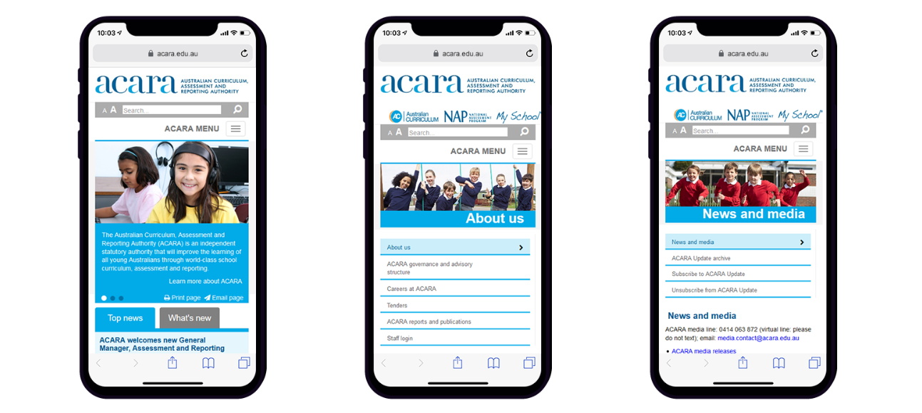 web development for ACARA