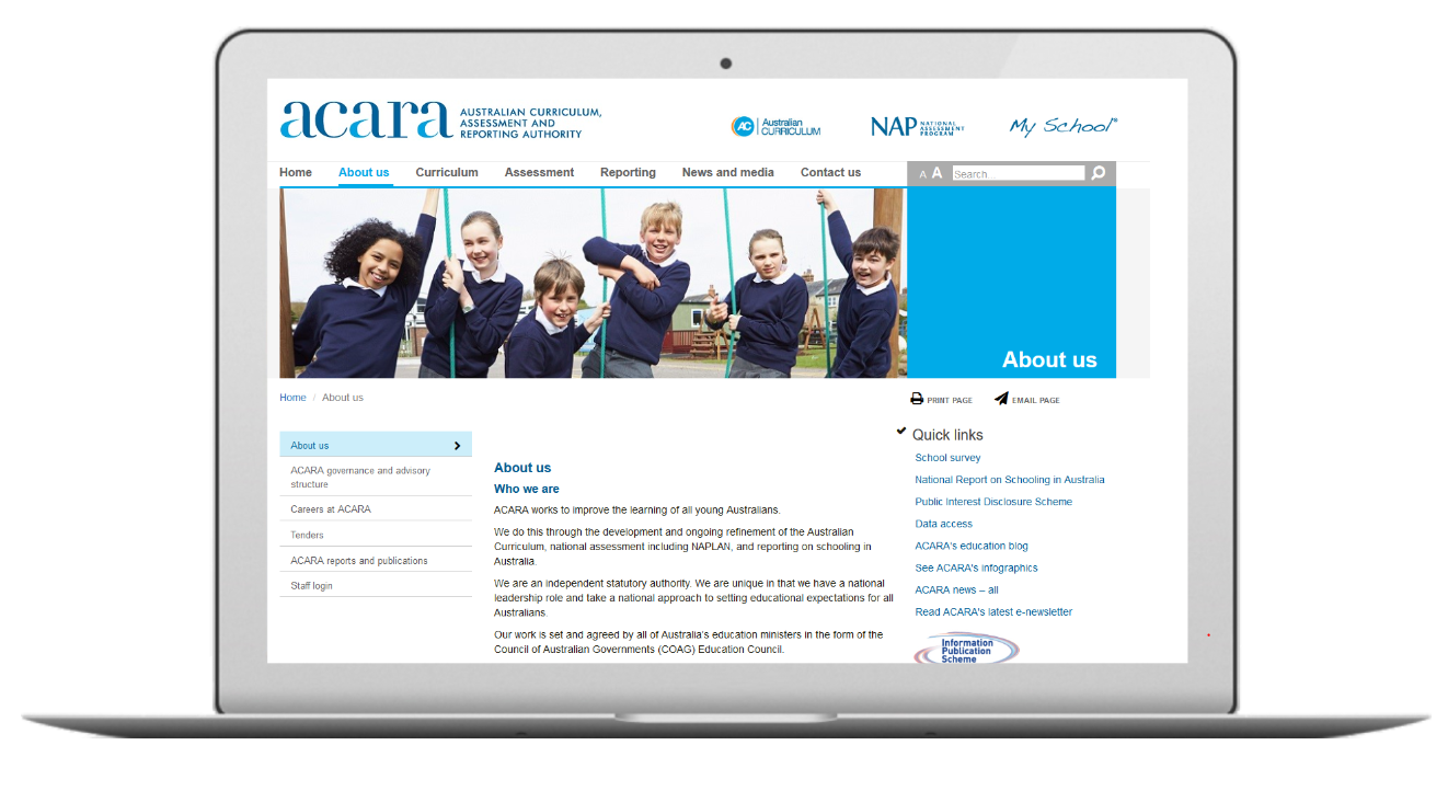web development for ACARA