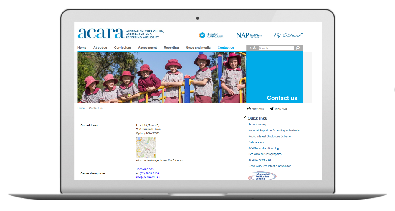 web development for ACARA